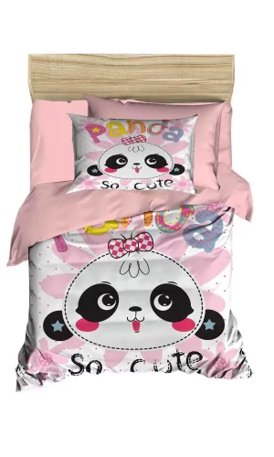 Yenidoğan Kız Bebek Nevresim Takımı &#37;100 Pamuklu Panda So Cute