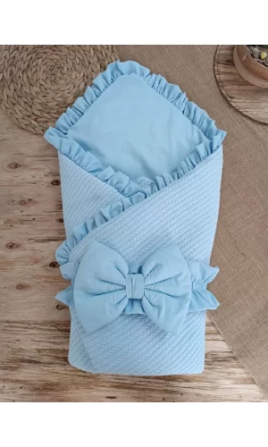Luz&Pos Yenidoğan Tericotton Kumaş Multi Mevsimlik Bebek Battaniyesi Kundak Mavi
