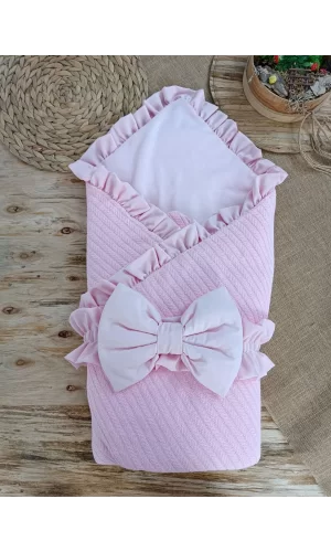 Luz&Pos Yenidoğan Tericotton Kumaş Multi Mevsimlik Bebek Battaniyesi Kundak Pembe