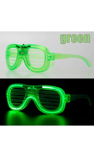 Yeşil Led Işıklı Parti Gözlüğü – Neon Glow Şerit Gözlük 3 Modlu
