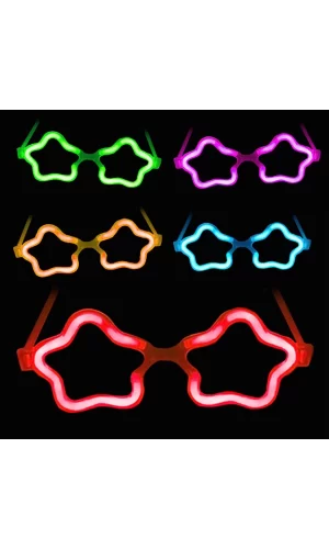 Yıldız Glow Gözlük - Yıldız Şekilli Glow Stick Gözlüğü - Glow Partisi Gözlük 12 Adet