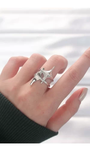 Yıldız Model Silver Renk Ayarlanabilir Yüzük