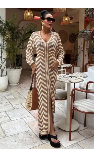 Yırtmaç Detaylı Triko Elbise 2855