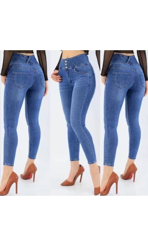 Yüksek Bel Likralı Jean Pantolon 90 Cm