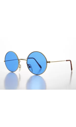Yulak Cam John Lennon Tarzı Gold Çerçeveli Mavi Gözlük