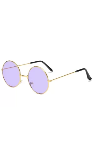 Yulak Cam John Lennon Tarzı Gold Çerçeveli Mor Gözlük