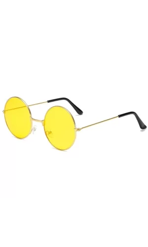 Yulak Cam John Lennon Tarzı Hippi Gold Çerçeveli Sarı Gözlük
