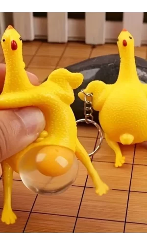 Yumurtlayan Eğlenceli Tavuk Anahtarlık Stres Topu Hediyelik Oyuncak Çanta Süsü