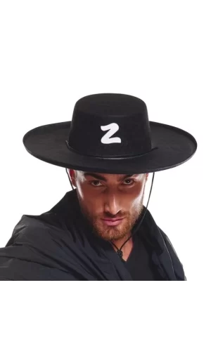 Z Logolu Yetişkin Boy Bağcıklı Zorro Şapkası