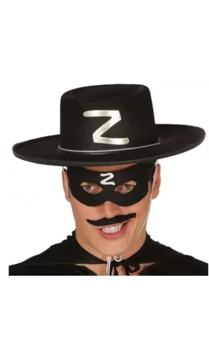 Z Logolu Yetişkin Zorro Şapkası Ve Zorro Maskesi