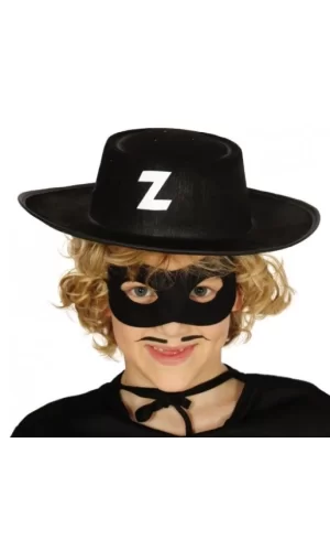 Z Logolu Zorro Şapkası Ve Zorro Maskesi Çocuk Boy