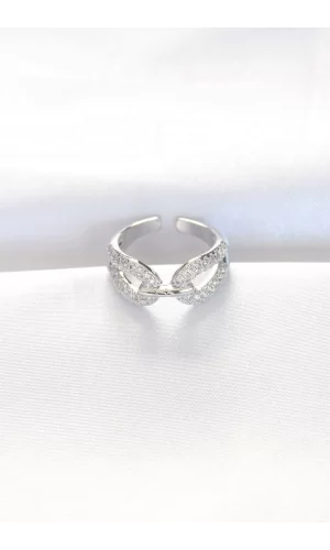 Zirkon Taşlı Silver Renk Ayarlanabilir Yüzük