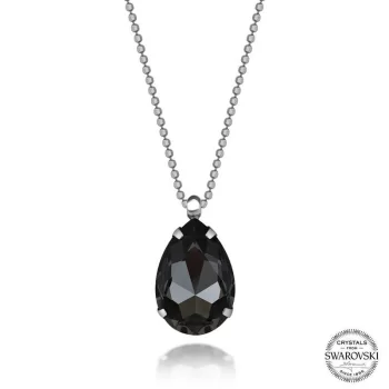 Luz&Pos Crystal Taşlı Top Zincir Damla Gümüş Kadın Kolye
