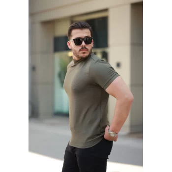 Erkek Ince çizgi Dokulu Kısa Kollu Tişört