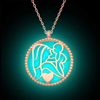 Luz&Pos Gümüş Fosforlu Rose Anne Çocuk Sevgisi Kadın Kolye