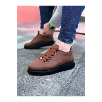 WG08 Taba Kömür Düz Erkek Casual Ayakkabı
