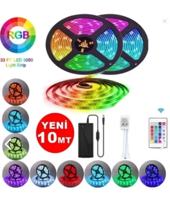 10 Mt Animasyonlu Tak Çalıştır Kumandalı Trafolu Rgb Şerit Işık Aydınlatma Şerit Led