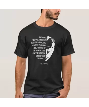 24 Kasım Öğretmenler Günü Baskılı T-shirt - Siyah