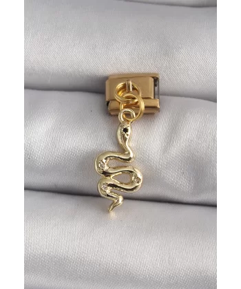 316L Çelik Gold Renk Sallantı Yılan Model Nomination Charm