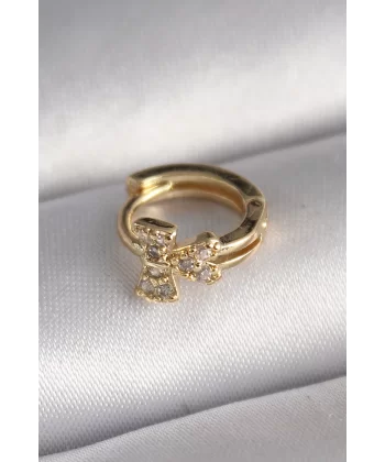 316L Çelik Gold Renk Zirkon Taşlı Kurdele Model Tragus Piercing