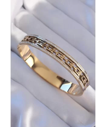 316L Çelik Gold Renk Zirkon Taşlı Tiffany Model Kelepçe