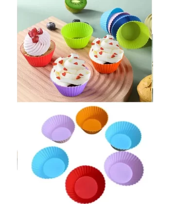 6 Adet Yıkanabilir Mini Tırtıklı Muffin Kalıbı- Ribanalı Kek-cupcake- Renkli Hamur Işi Kabı