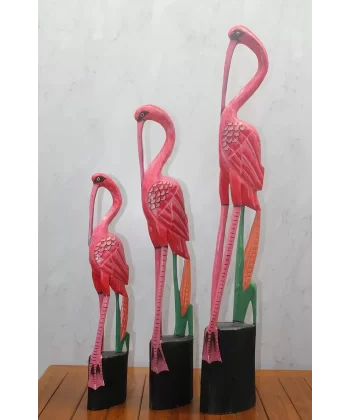 Ahşap 3lü Flamingo Seti Trendy-5