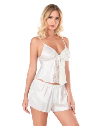 Arias Closet Mercan Saten Babydoll Şort Takımı