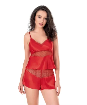 Arias Closet Fildişi Saten Babydoll Şort Takımı