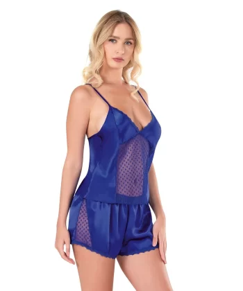 Arias Closet Koyu Pudra Saten Babydoll Şort Takımı