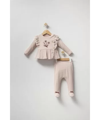 Baby Vintage Rose Zıbın Takım  Pudra