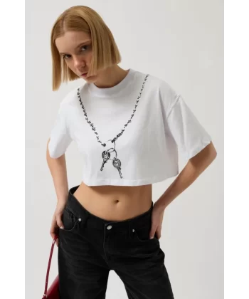 Baskılı Crop T-Shirt