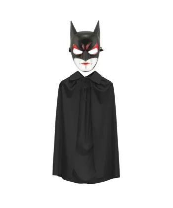 Batman Maskesi Cat Woman Ve Batman Pelerini 90 Cm Siyah Renk Set