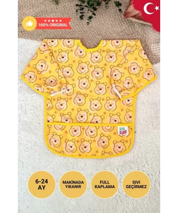 Bear Desenli Sıvı Geçirmez Unisex Aktivite Ve Mama Önlüğü 6-24 Ay