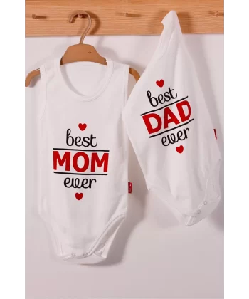 Best Mom Ve Dad Desenli Askılı Unisex Body