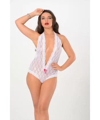 Beyaz Dantel Bodysuit - 924