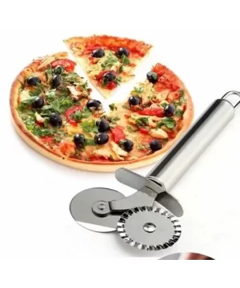 Çift Başlı Metal Pizza Kesici Ve Hamur Ruleti