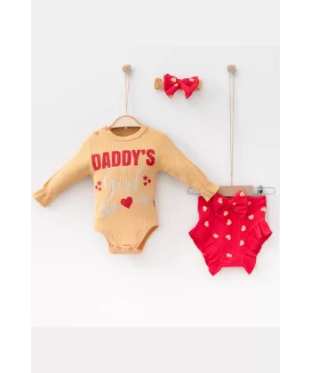 Daddys Girl Bandanalı Kız Bebek Takımı