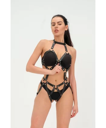 Deri Özel Babydoll Sexi Harness Takım 800180