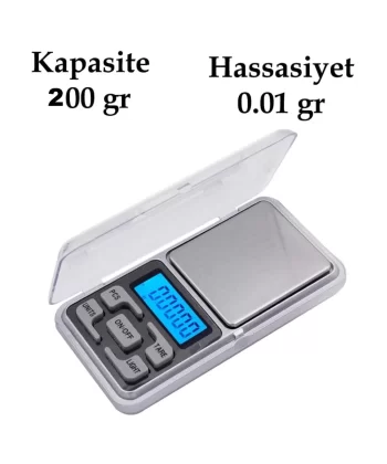 Dijital Hassas Elektronik Kuyumcu Cep Terazisi Tartı 200 Gr /  0.01 Gr