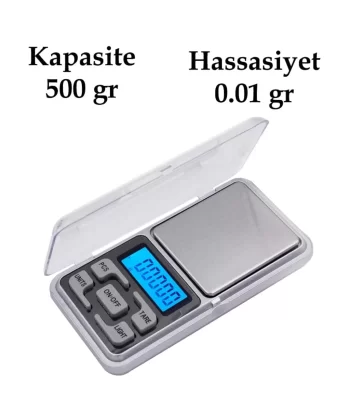 Dijital Hassas Elektronik Kuyumcu Cep Terazisi Tartı 500 Gr /  0.01 Gr