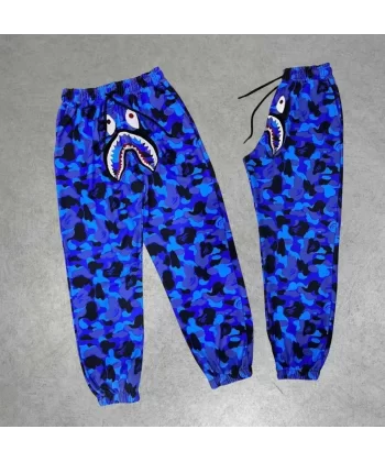 Erkek Bape Shark Dijital Baskılı Eşofman Altı - Mavi