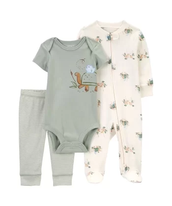 Erkek Bebek Tulum Body Pantolon Set 3lü Paket Renkli