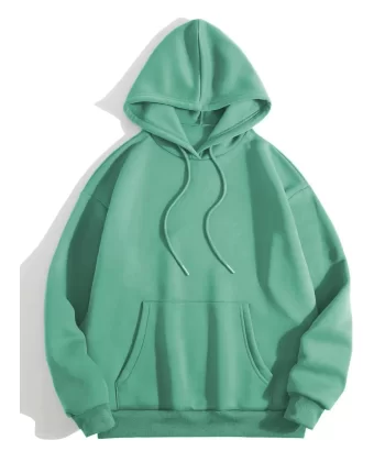 Erkek Düz Kapüşonlu Sweat - Mint Yeşili