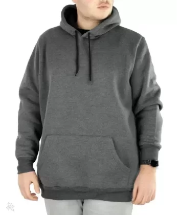 Erkek Uzun Kol Kapşonlu Basic Sweatshirt Hoodie - Füme