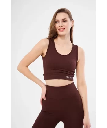 Fitilli Baskılı Crop - Bordo