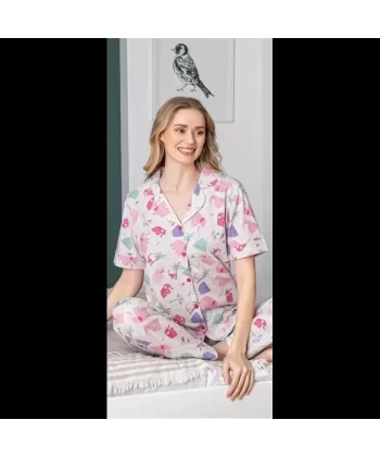 Freshness 107 Fil Desenli Patlı Kısa Kol Pijama Takımı