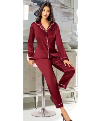 Freshness 2045 Saten Gömlek Yaka Patlı Pijama Takımı