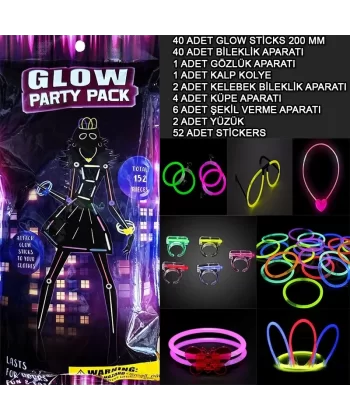 Glow Parti Seti 152 Parçalık Lüks Glow  Kostüm Seti