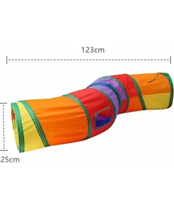 Gökkuşağı Desenli S Model Kedi Oyun Tüneli, Katlanabilir 125 cm